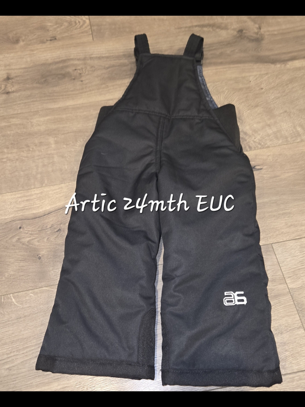 Kids Black Snow Overalls - 24 Months